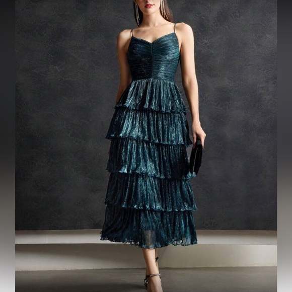 Luxe ruffle hem party formal cami dress - Picture 4 of 8